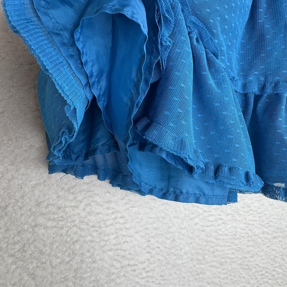 Hanna Andersson Skirt Girls 110 Blue Tiered Ruffle Swiss Dot Mesh Elastic Waist‎ - Picture 3 of 6